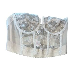 Strouse Adler young smoothie backless bustier bra 38b white lace vintage…